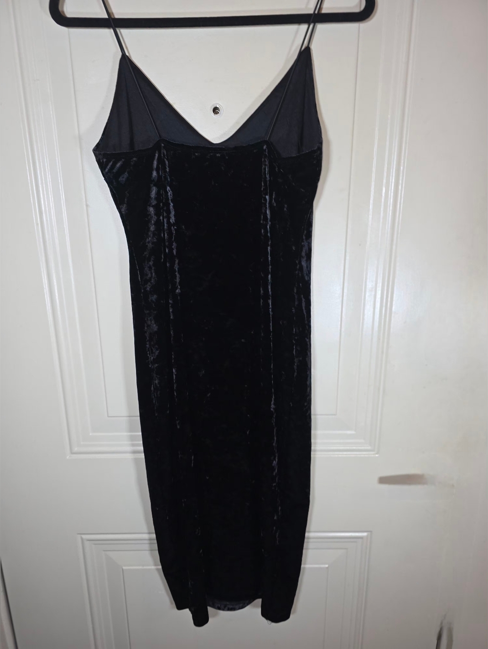 Revamped Black Velvet Midi Slip Dress with Thin‎ Straps - Picture 11 of 12